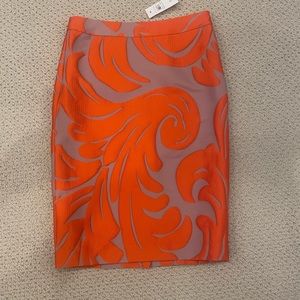 NWT Ann Taylor Orange and Dusty Rose Pencil Skirt